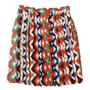 Bea & Dot retro chevron pleated midi skirt orange, green,white & navy 1X